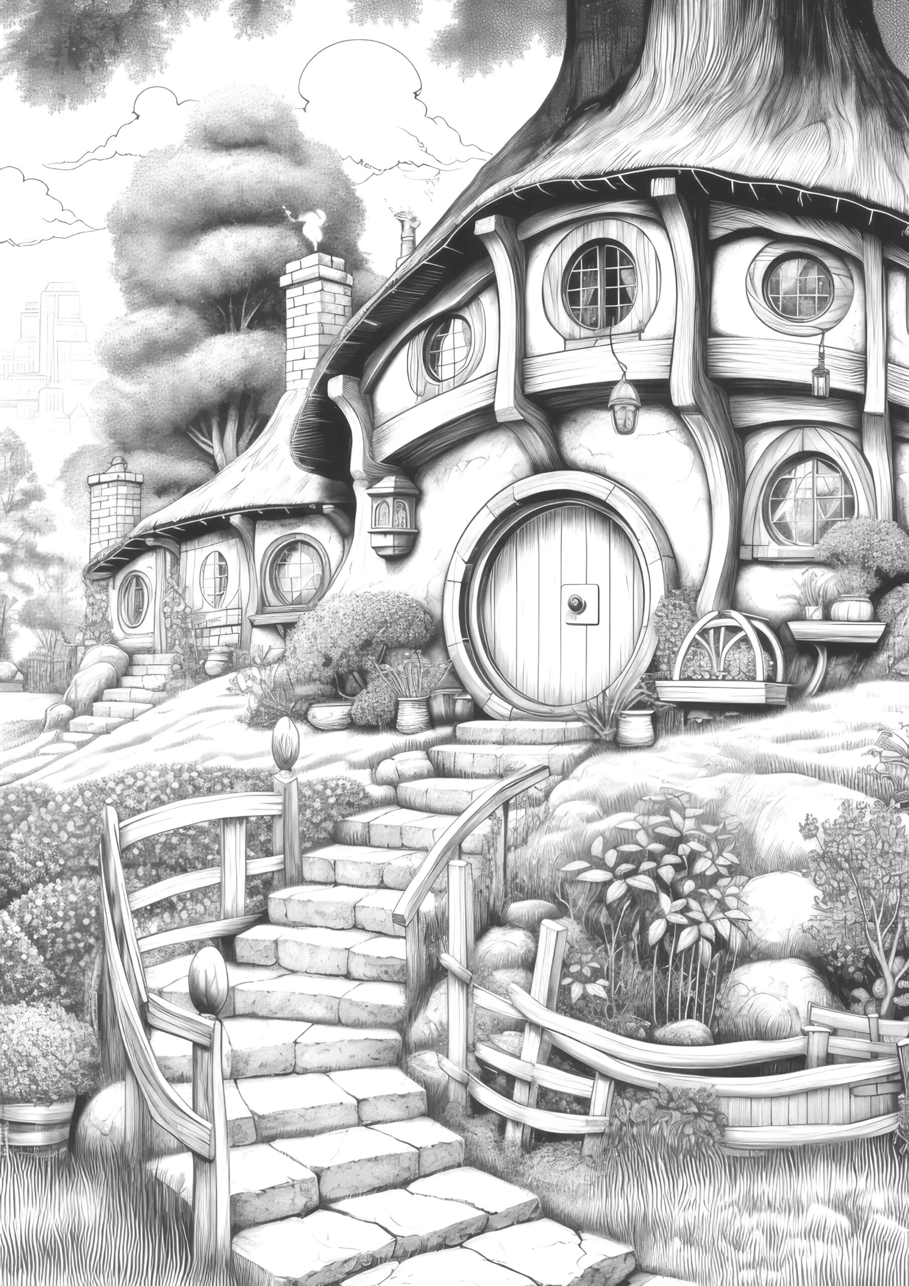 Hobbit Houses Coloring