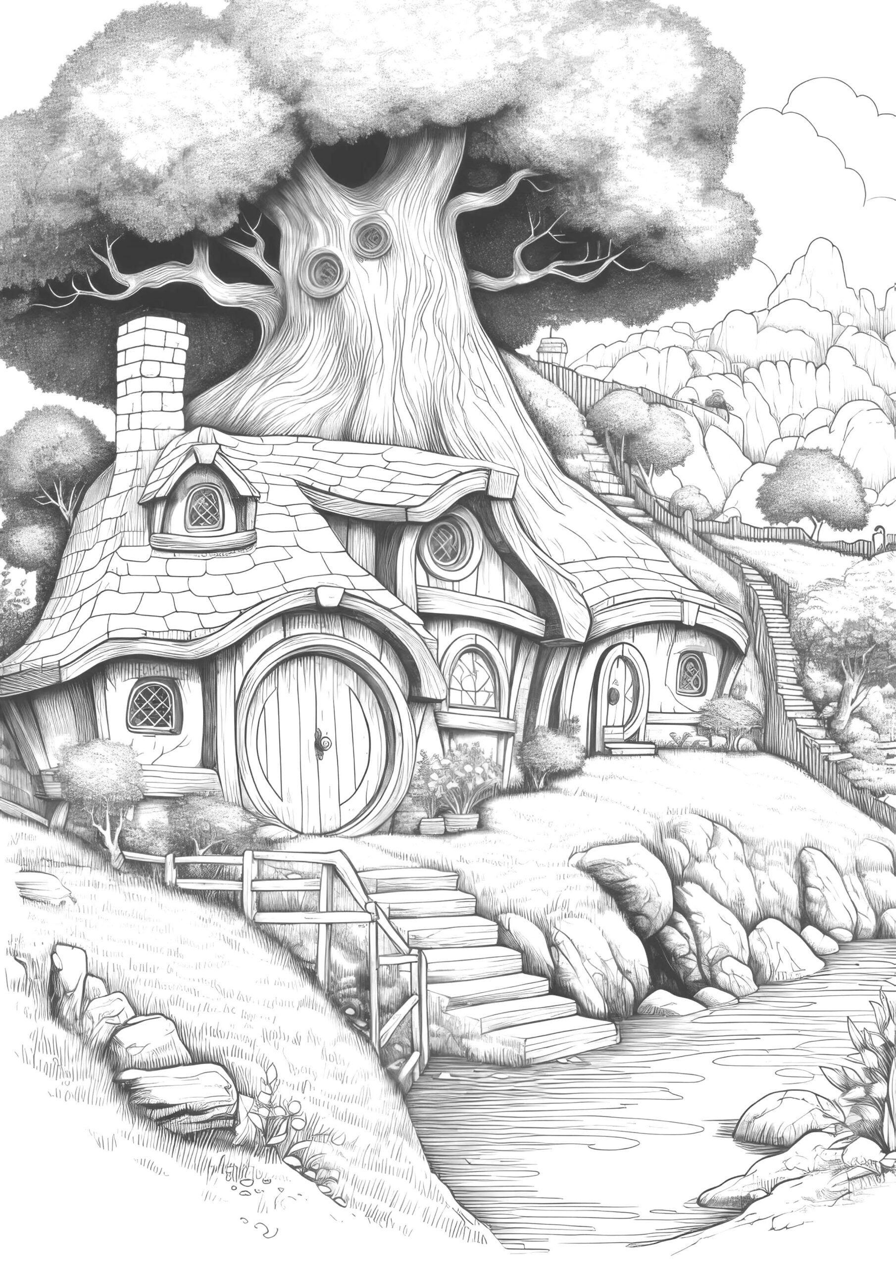 Hobbit Houses Coloring