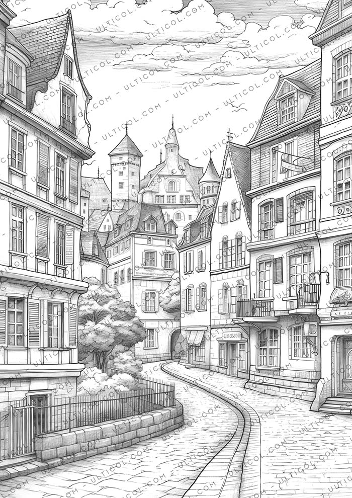 French Architecture Coloring