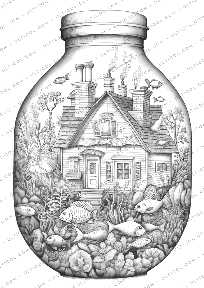 Fishtank House Coloring