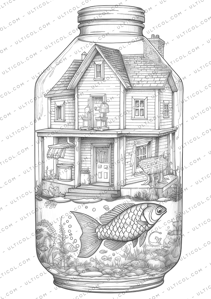 Fishtank House Coloring