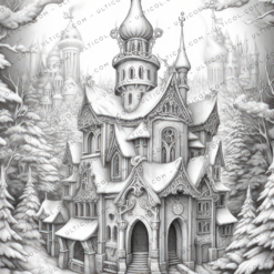 Christmas Scene Coloring Book, Adults & Kids Coloring Pages