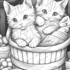 Cats in Baskets Coloring