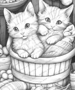 Cats in Baskets Coloring