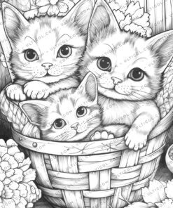 Cats in Baskets Coloring