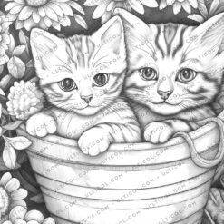 Cats in Baskets Coloring