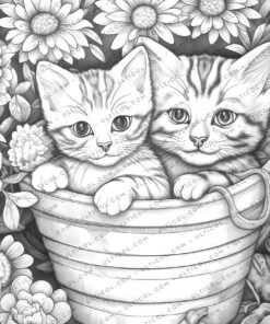 Cats in Baskets Coloring