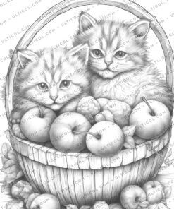 Cats in Baskets Coloring