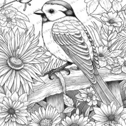 Birds and Flowers Coloring