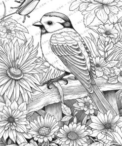 Birds and Flowers Coloring