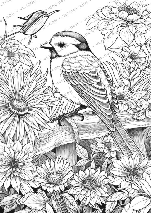 Birds and Flowers Coloring