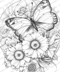 Flowers And Butterflies Coloring