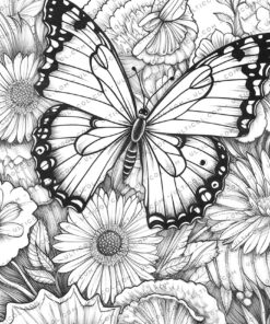 Flowers And Butterflies Coloring