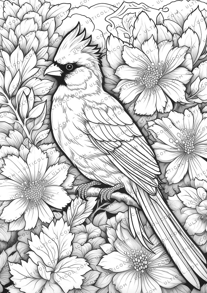 Birds and Flowers Coloring