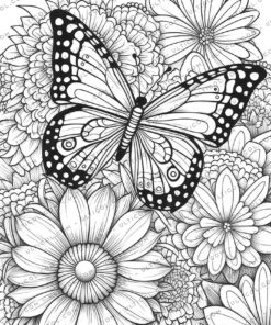 Flowers And Butterflies Coloring