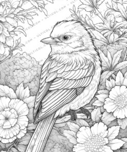 Birds and Flowers Coloring