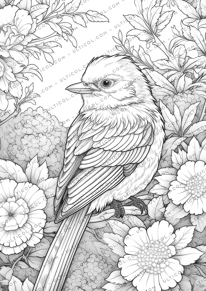 Birds and Flowers Coloring