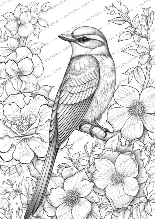 Birds and Flowers Coloring