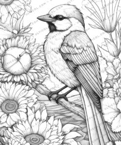 Birds and Flowers Coloring