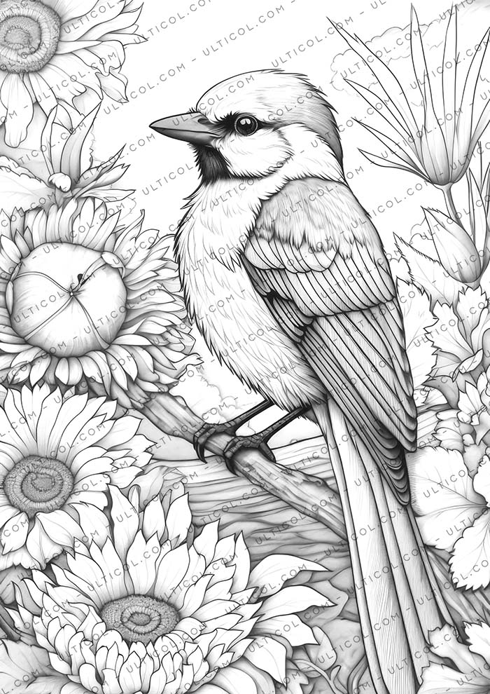 Birds and Flowers Coloring