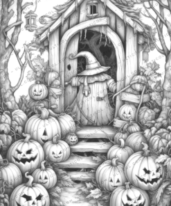 Witch House Coloring Pages for Adults