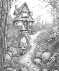 Witch House Coloring Pages for Adults