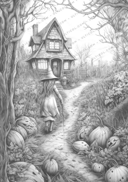Witch House Coloring Pages for Adults