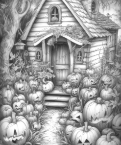 Witch House Coloring Pages for Adults