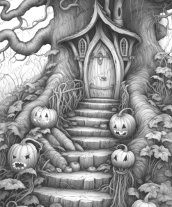 Witch House Coloring Pages for Adults