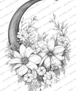 Floral Moon Coloring