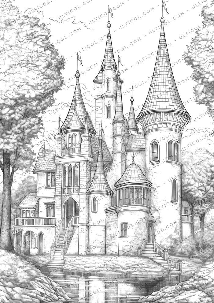 Fantasy Castle Coloring Pages