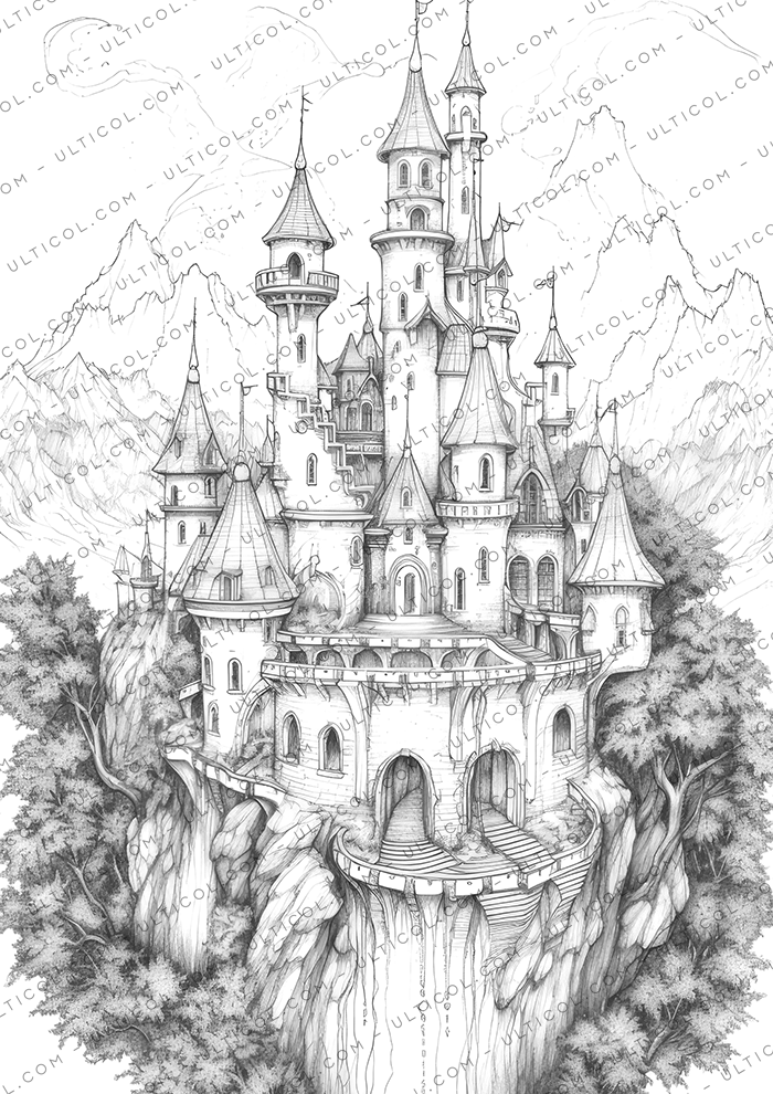 Fantasy Castle Coloring Pages