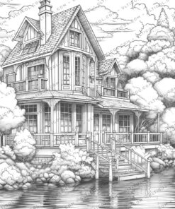 Beautiful Lake House Coloring