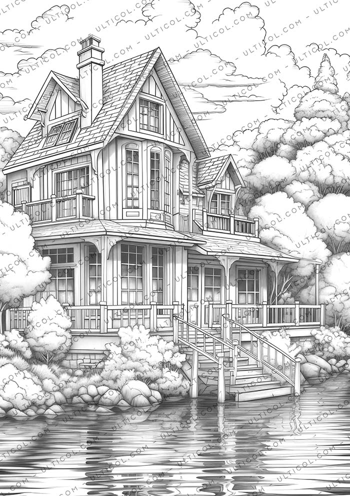 Beautiful Lake House Coloring