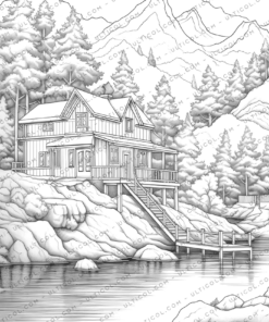 Cozy Cabin Coloring Book