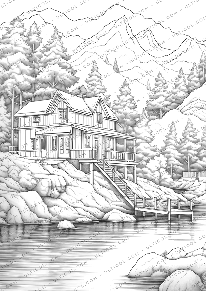 Cozy Cabin Coloring Book