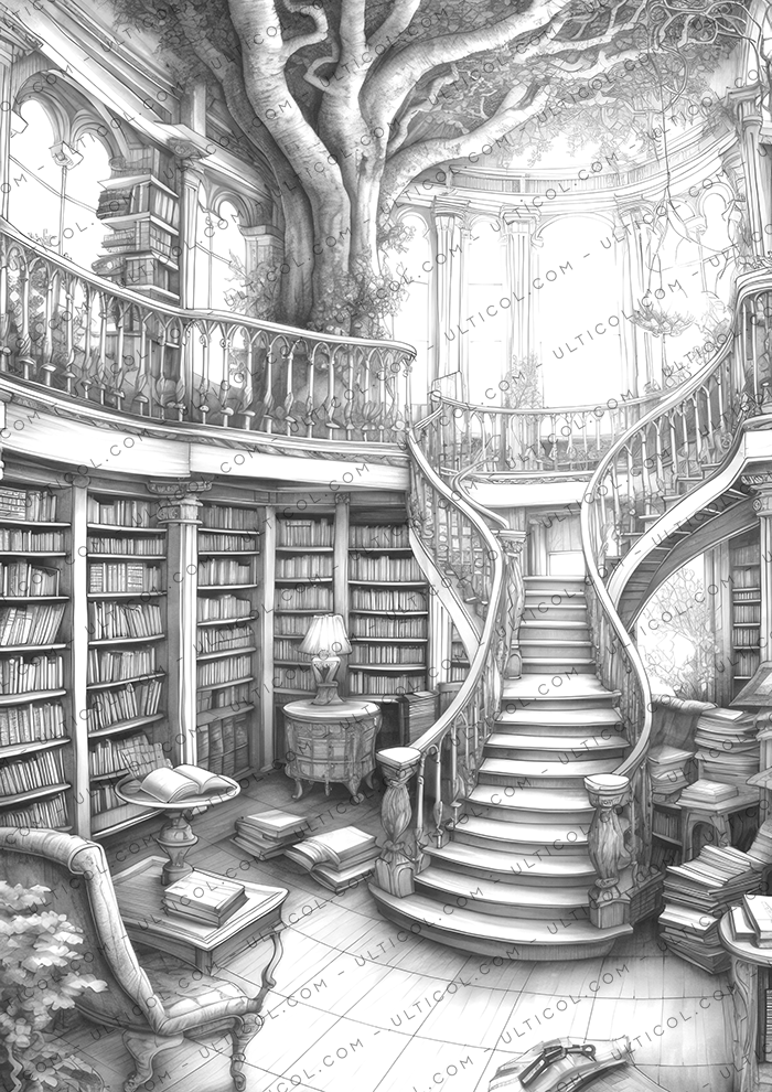 Magical Library Coloring