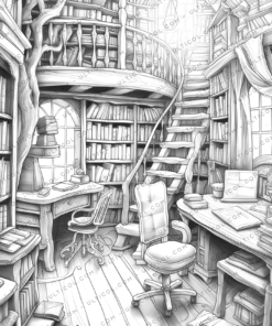 Magical Library Coloring