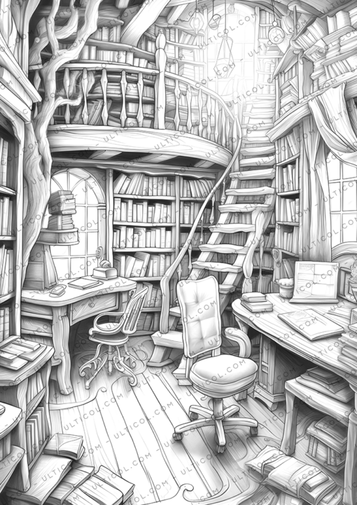 Magical Library Coloring