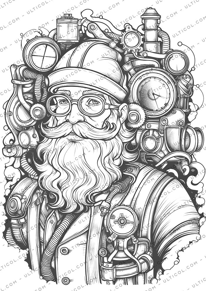 Steampunk Santa Claus Coloring