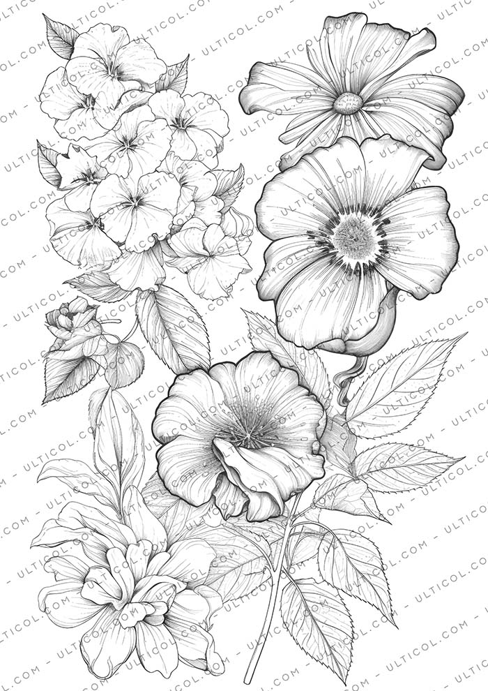 Botanical Flowers Coloring