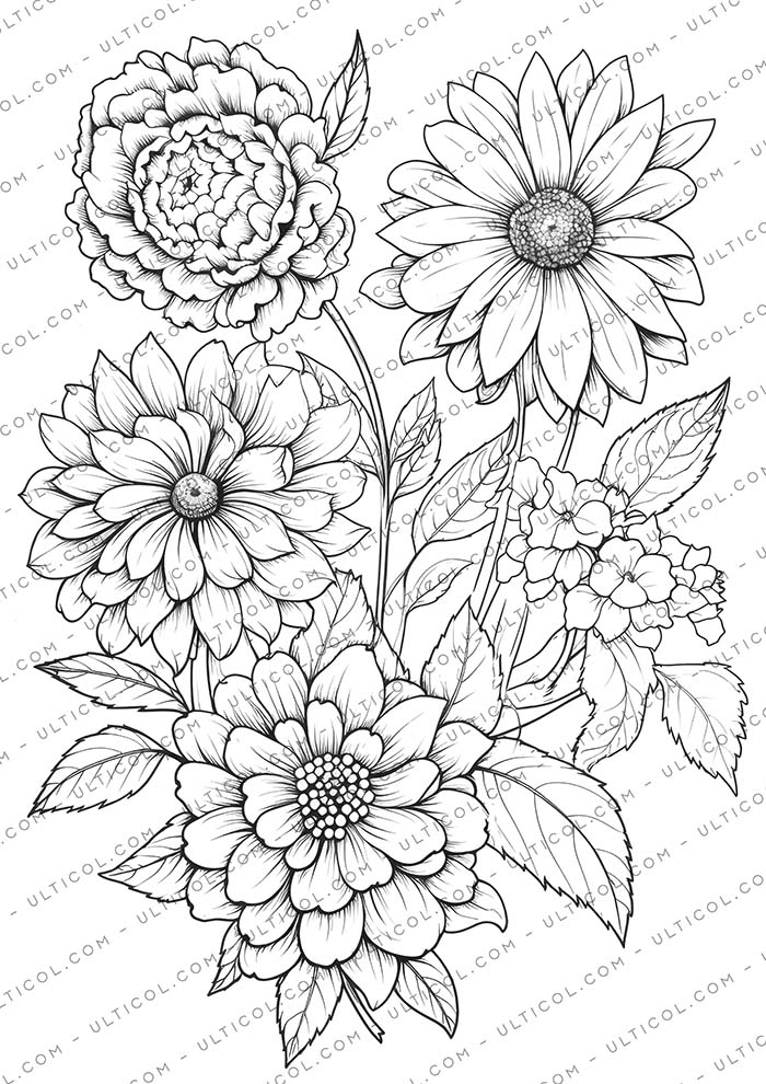 Botanical Flowers Coloring