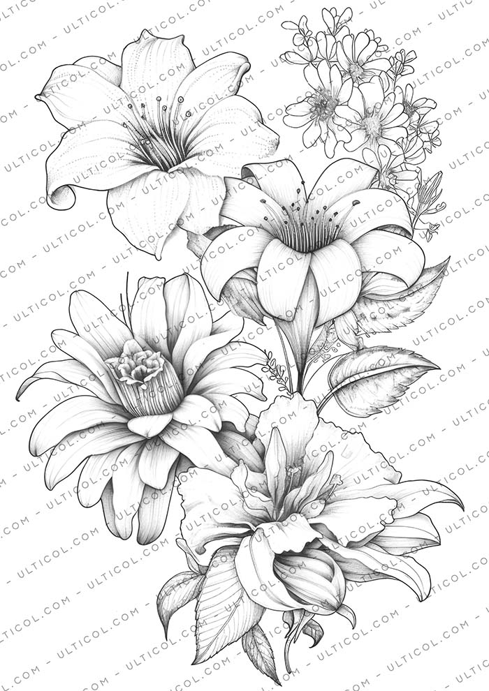 Botanical Flowers Coloring