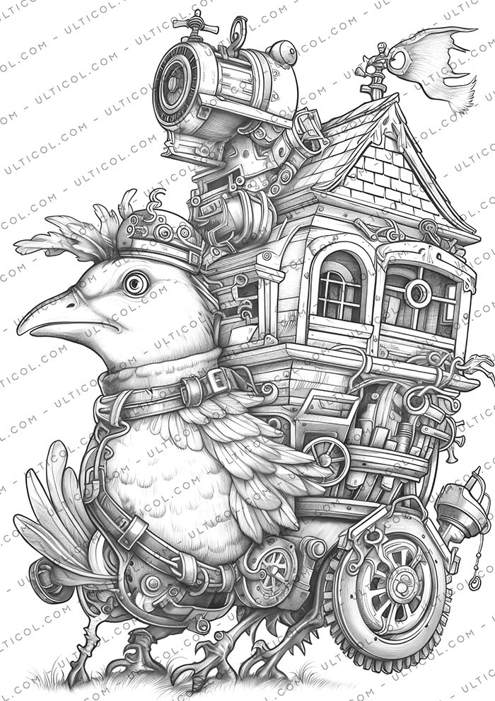 Steampunk Animals Coloring