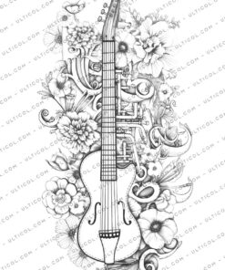 Musical Instrument Flower Coloring