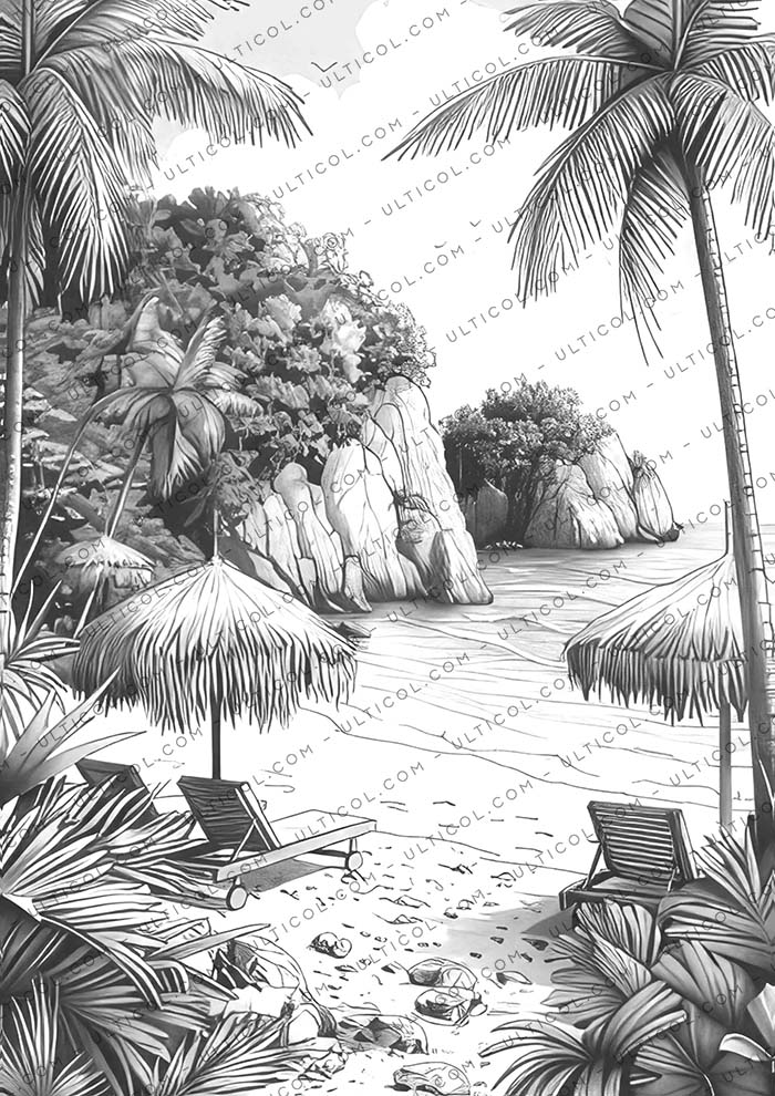 Beautiful Tropical Beaches Coloring