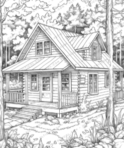 Cozy Cabin Coloring Book