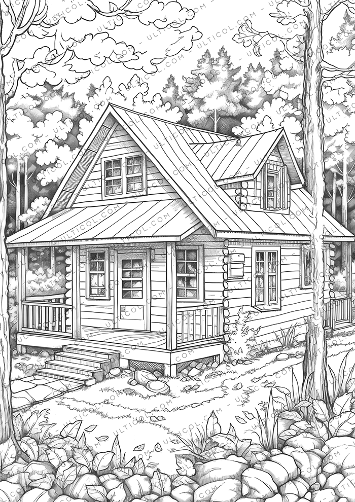 Cozy Cabin Coloring Book