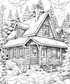 Cozy Cabin Coloring Book