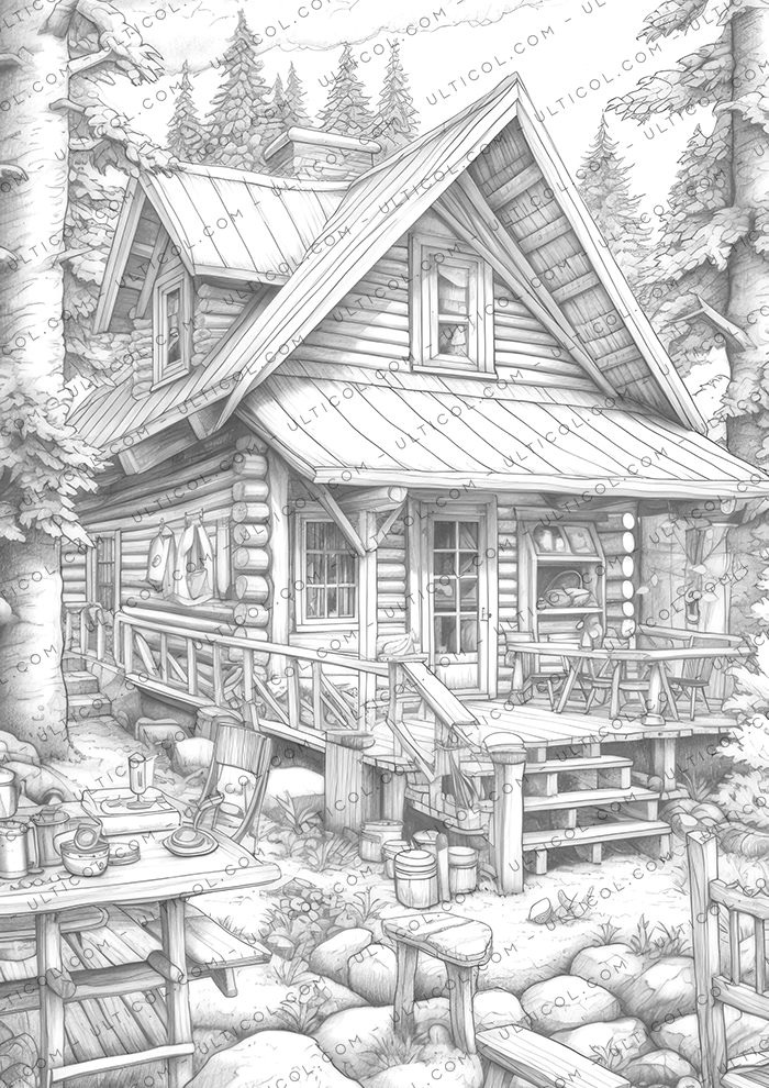 Cozy Cabin Coloring Book